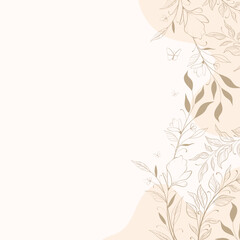 Vector background with flowers and leaves for banners, cards, flyers, social media wallpapers, wedding invitation