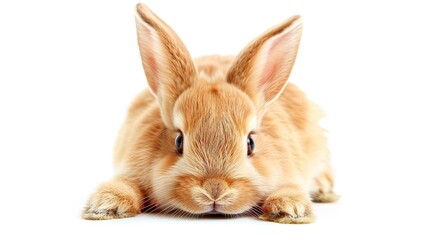 Obraz premium Curious rabbit with a playful gaze, staring at the camera, isolated on white
