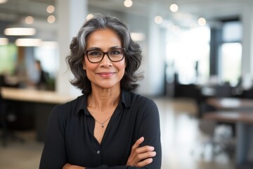 Obraz premium Portrait of a senior Indian businesswoman at office