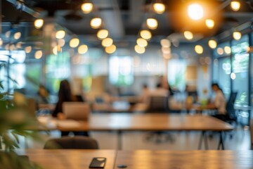 Business office with blurred business people