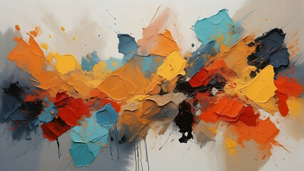 Colorful abstract chaos on white canvas