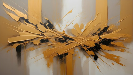 Dynamic abstract gold and black strokes
