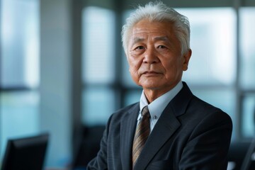 Naklejka premium Portrait of a senior Asian businessman in office