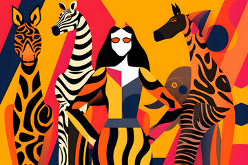 Zebra Stripes & Colorful Abstract Art