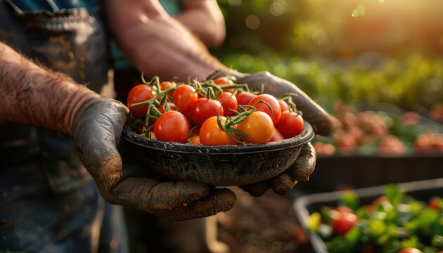 Community garden volunteers sharing harvest, showcasing social responsibility and collective effort