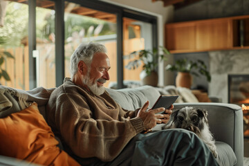 Senior with a tablet