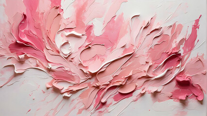 Obraz premium Textured pink abstract paint strokes on canvas