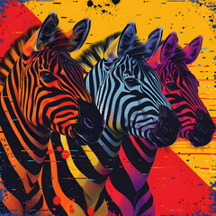Colorful Zebra Trio