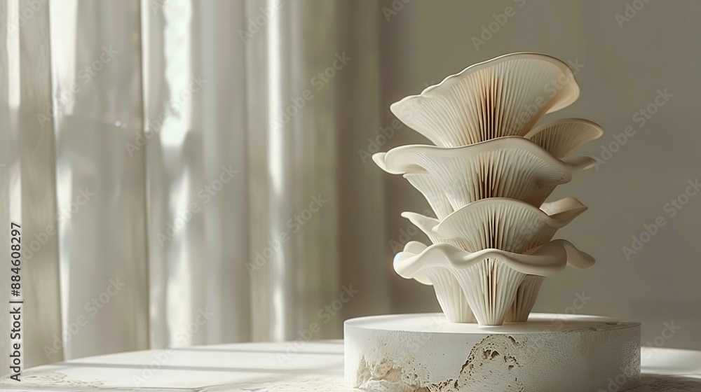 Aufkleber close-up of a vase on table with curtain in backdrop and window visible in the background