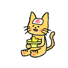 おふろねこ　ひよこ © 裕美 木村