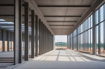 Close-up. The frame of a building under construction is made of concrete. Construction concept.