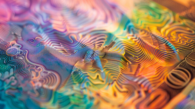 Watermarks and patterns are used to prevent forgery on banknotes and passports. They are made with intricate lines that form waves, making it difficult to copy.