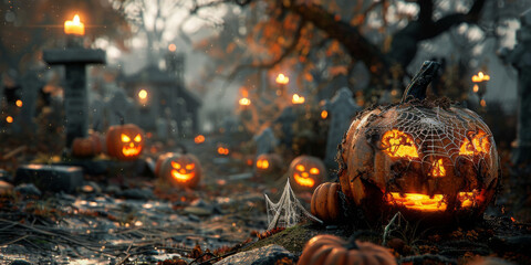 Halloween day eyes of Jack O' Lanterns trick or treating Samhain All Hallows' Eve All Saints' Eve All hallowe'en spooky Horror Ghost Demon background October 31