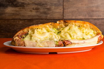 Grilled ham and cheese sub sandwich