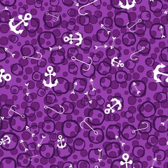 Summer print seamless anchors and bubble pattern for wrapping paper and fabrics