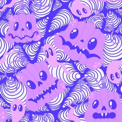 Halloween pumpkins seamless monsters pattern for wrapping paper and fabric