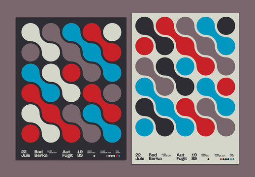 Swiss Poster Layout Design with Metaballs Pattern