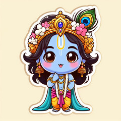 Lord Krishna kid cartoon character sticker 