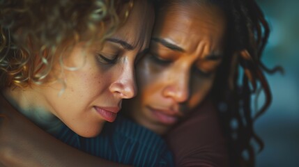Fototapeta premium Showing Empathy and Solidarity: Woman Comforting Friend in Difficult Times