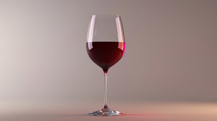 Sleek Wine Glass with Rich Red Wine on Minimalist Background