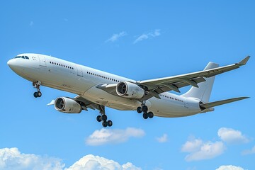 Naklejka premium Commercial Airplane Landing with Gear Down on Transparent Background