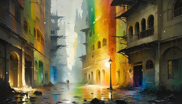 rainbox lgbtq city at night