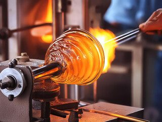 glass blowing in factory