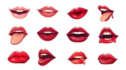 Naklejka premium Collection of Lips Cartoon Illustration
