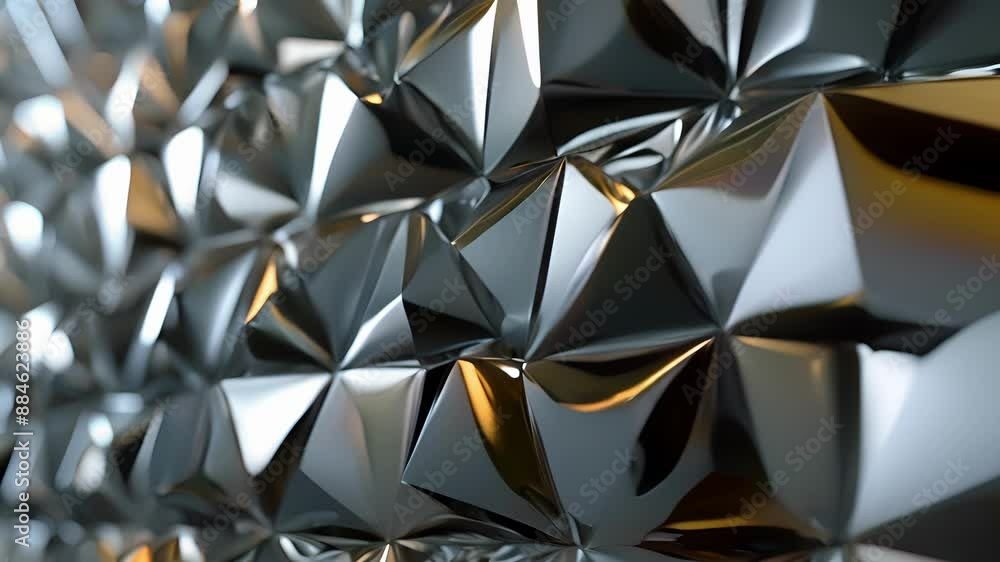Poster metallic triangles interlock to form a stylish and intricate curtain design.