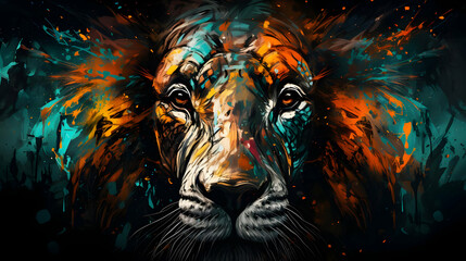 Lion Abstract Painting