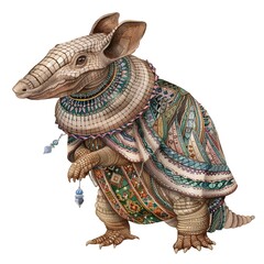 Obraz premium Armadillo Boho-Chic fashion cartoon isolated whitebackground