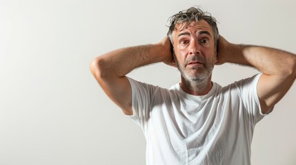 middle aged man sweating