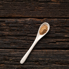 Powdered food based on soy fiber with psyllium fiber to cleanse the colon in the spoon