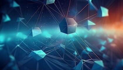 Fototapeta premium Big data visualisation. Abstract digital particles. Cyber network background. Technology concept with lines and doth gloving. Generative ai image
