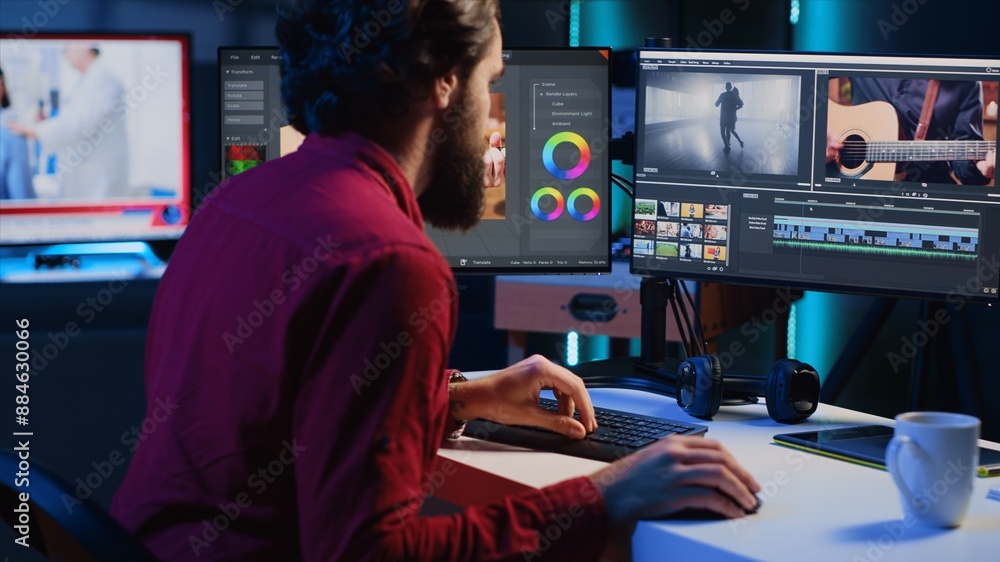 Poster video editor selecting key frames to use while doing video montage, using specialized software appli