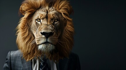 Fototapeta premium Lion businessman wearing business suit wallpaper background