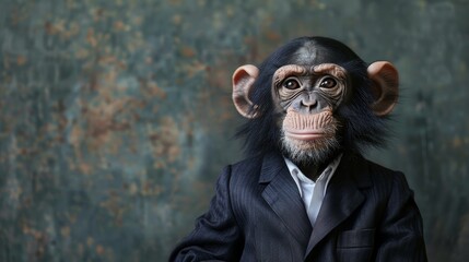Monkey businessman wearing business suit wallpaper background