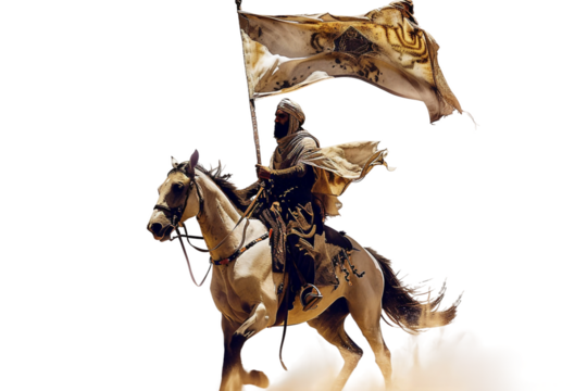 Man on Horse Holding Flag