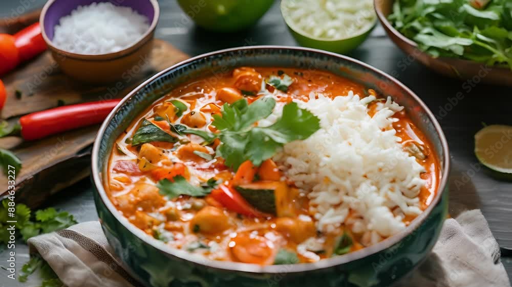 Poster a chef demonstrates how to make a simple yet satisfying vegan curry using fresh vegetables and fragr