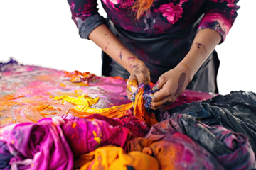 Artisan Woman Dyeing Cloth Naturally