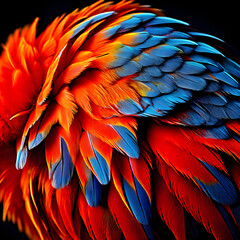 Fototapeta premium macro photography of caninde macaw feathers created with generative AI