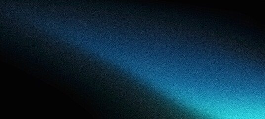 Dark grainy background, glowing blue abstract noise texture shape on black banner poster header backdrop, copy space