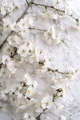 Fototapeta premium A close-up shot of a bunch of white flowers arranged on a marble surface