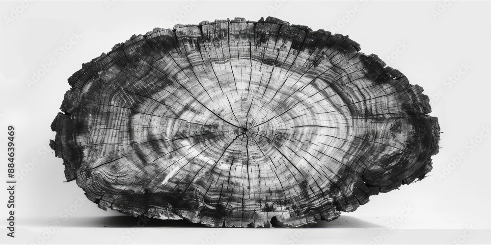 Poster a close-up view of a tree stump in monochrome tones