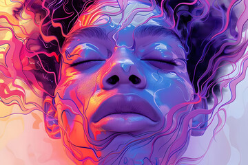 Fototapeta premium Abstract Colorful Face Art