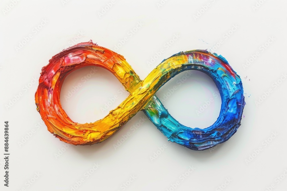 Poster Abstract art depicting an infinite loop symbol with bold lines and geometric shapes
