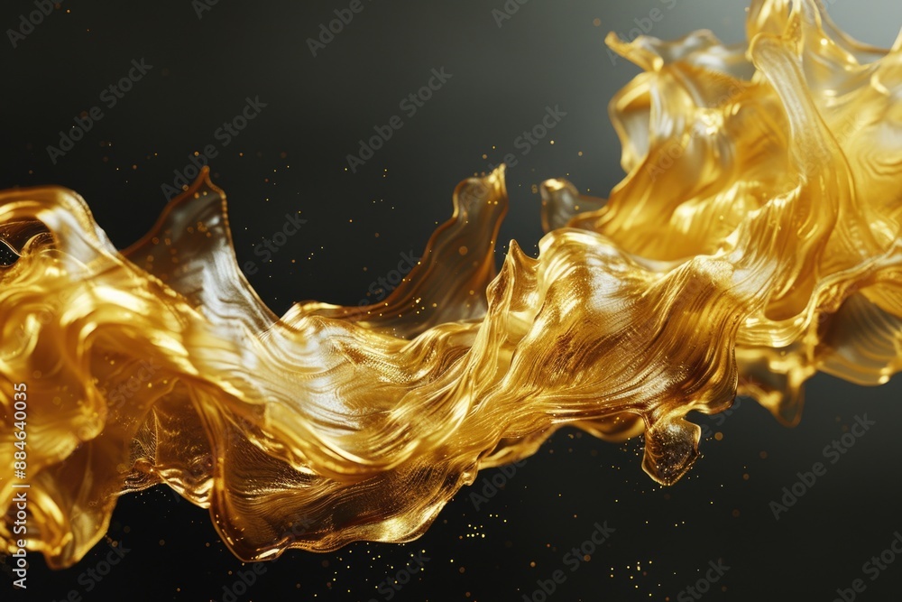 Poster a close-up shot of a liquid wave on a black background, suitable for use in science and technology v
