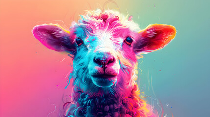 Colorful Sheep Portrait