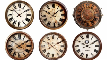 A collection of four clocks with Roman numerals