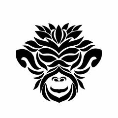 Obraz premium illustration vector graphic of tribal art design Monkey head face